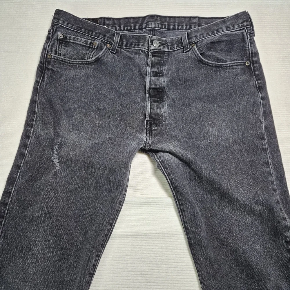 Levi Strauss 501 38x34 Distressed‎ Mens Jeans Black/gray Wash